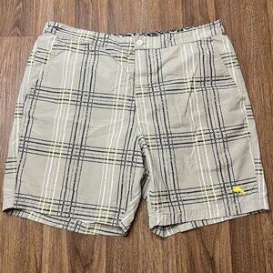 Tommy Bahama Relax Swim Trunks Board Shorts Lined Mens Beige Black Plaid Size XL